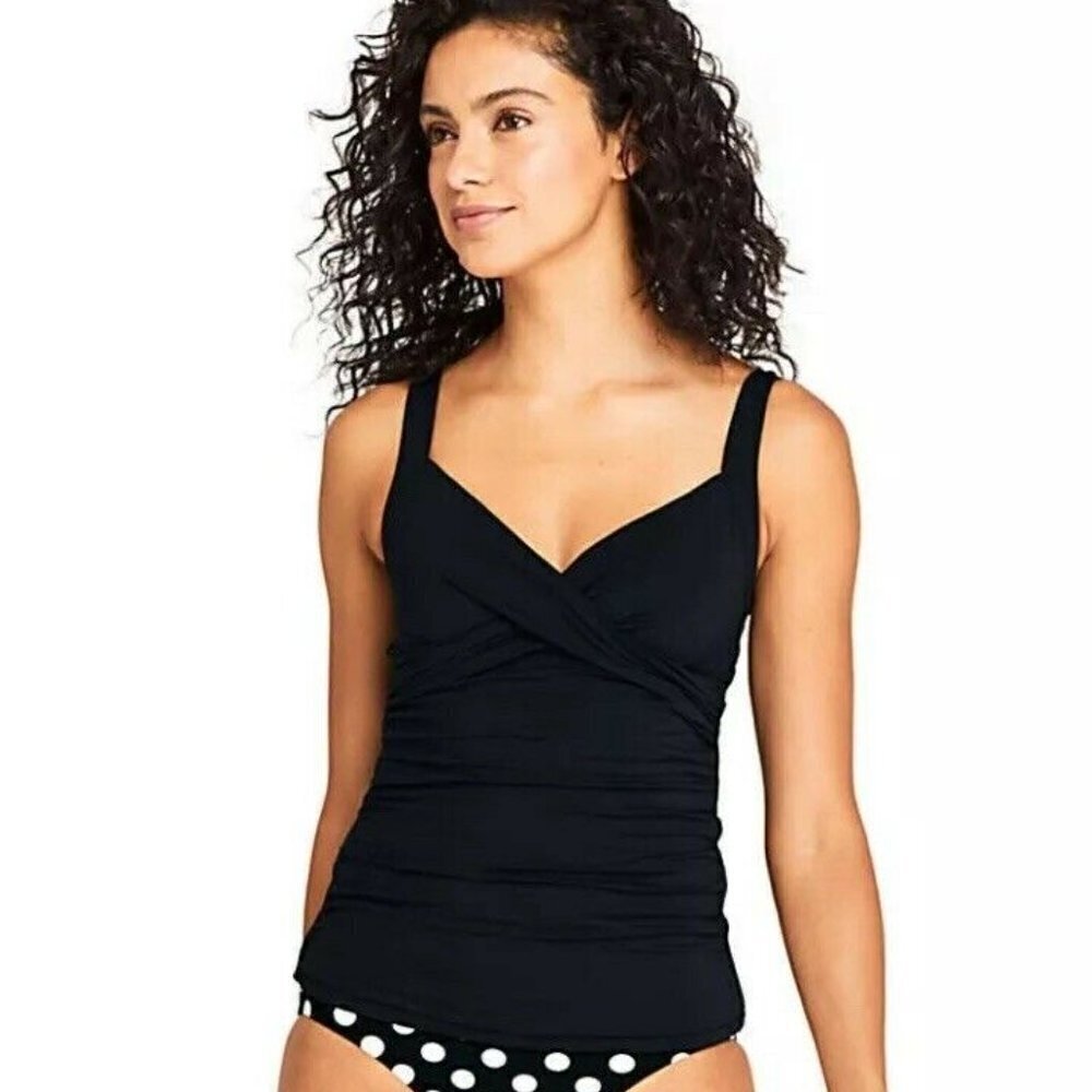 Lands End Underwire Tankini Cross Front Swim Top